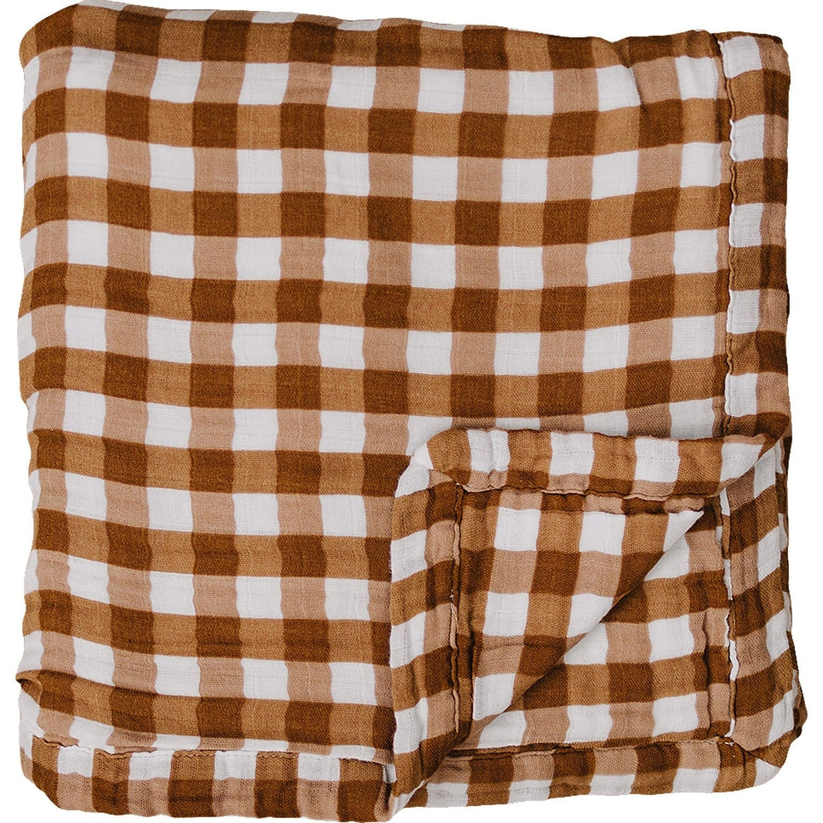 Gingham Muslin Quilt featured in Roo & Thread’s cotton muslin blanket buying guide.