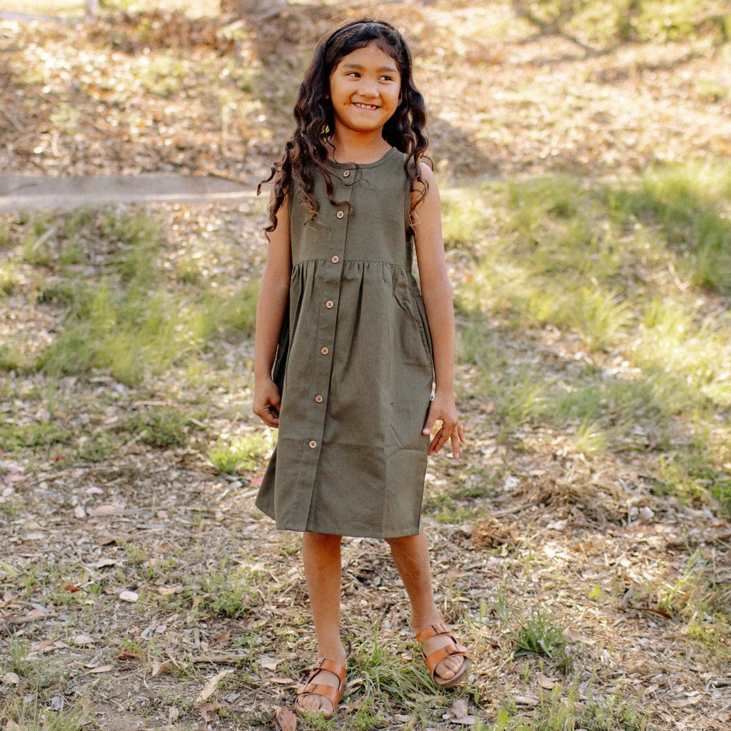 Jo Dress - Dark Olive - Organic Cotton — product image 3