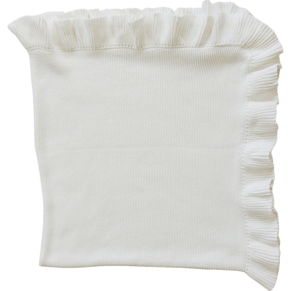 White Ruffle Knit Blanket