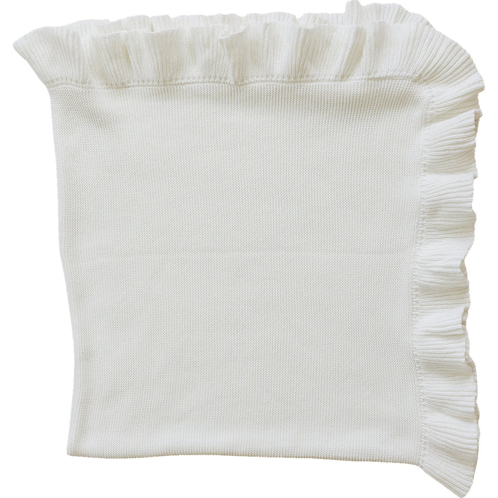 White Ruffle Knit Blanket — product image 1