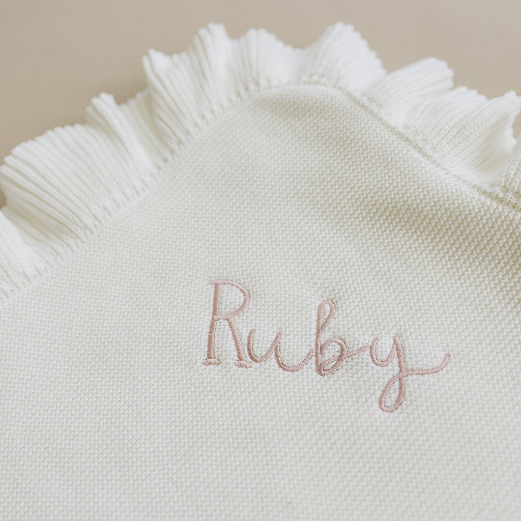 White Ruffle Knit Blanket — product image 3