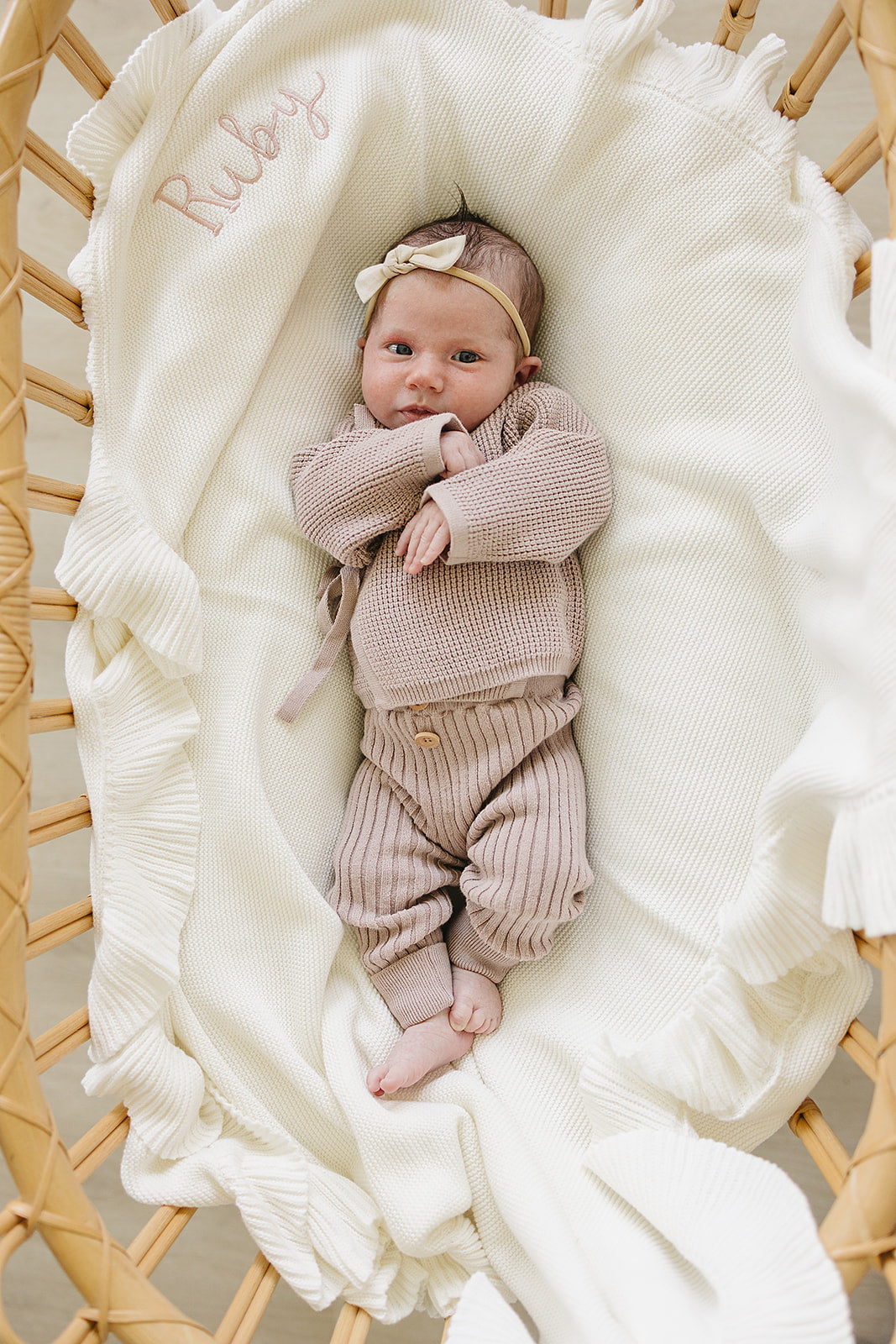 White Ruffle Knit Blanket — product image 2