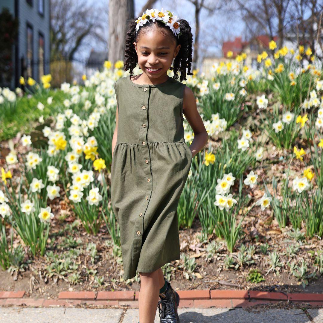 Jo Dress - Dark Olive - Organic Cotton — product image 5