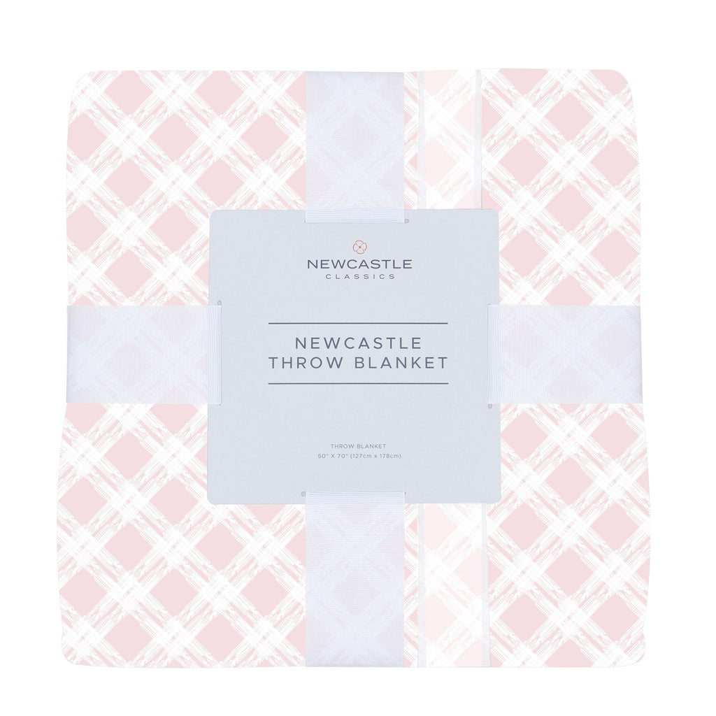 Primrose Pink Plaid Cotton Muslin Throw Blanket — product image 1