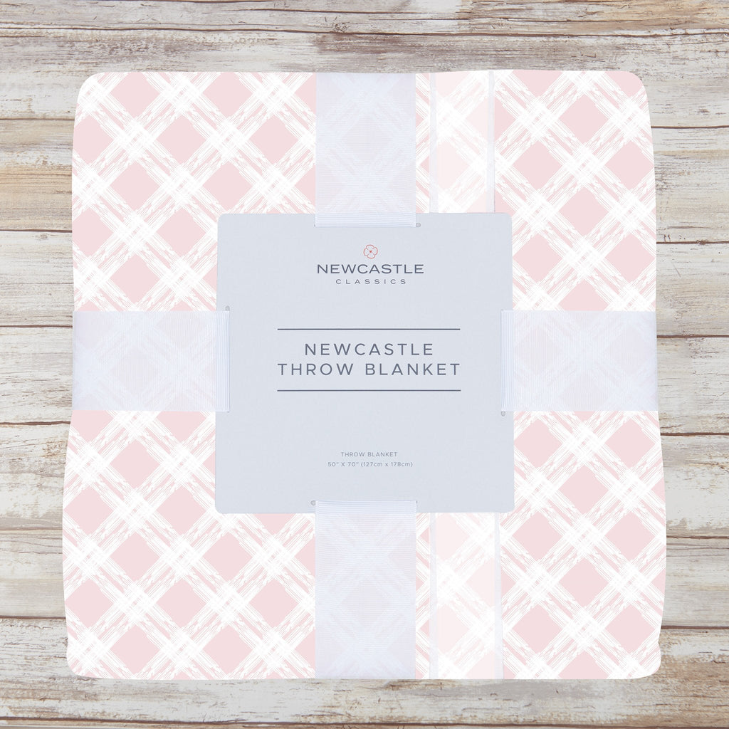 Primrose Pink Plaid Cotton Muslin Throw Blanket — product image 2