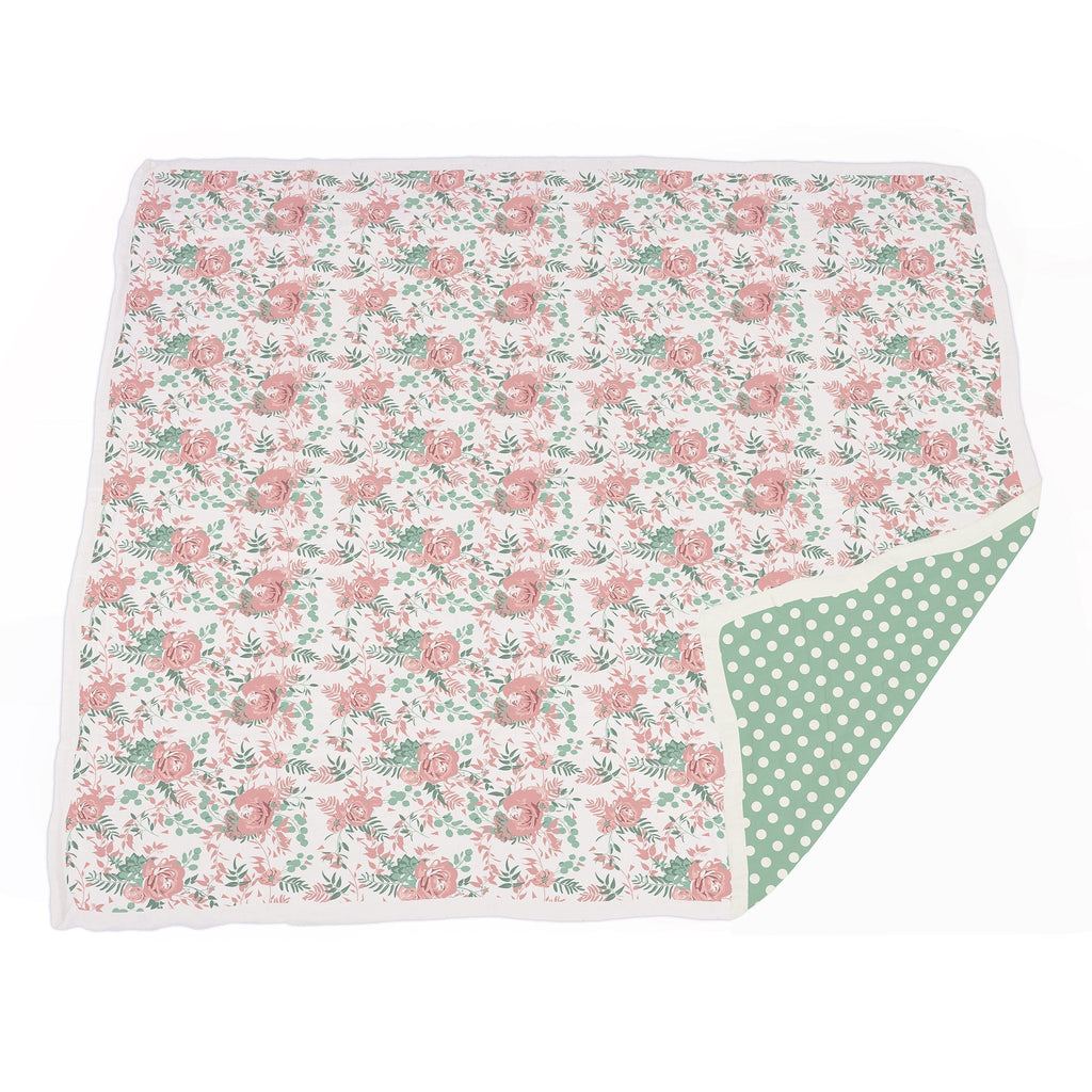 Desert Rose & Jade Polka Dot Cotton Muslin Blanket — product image 3